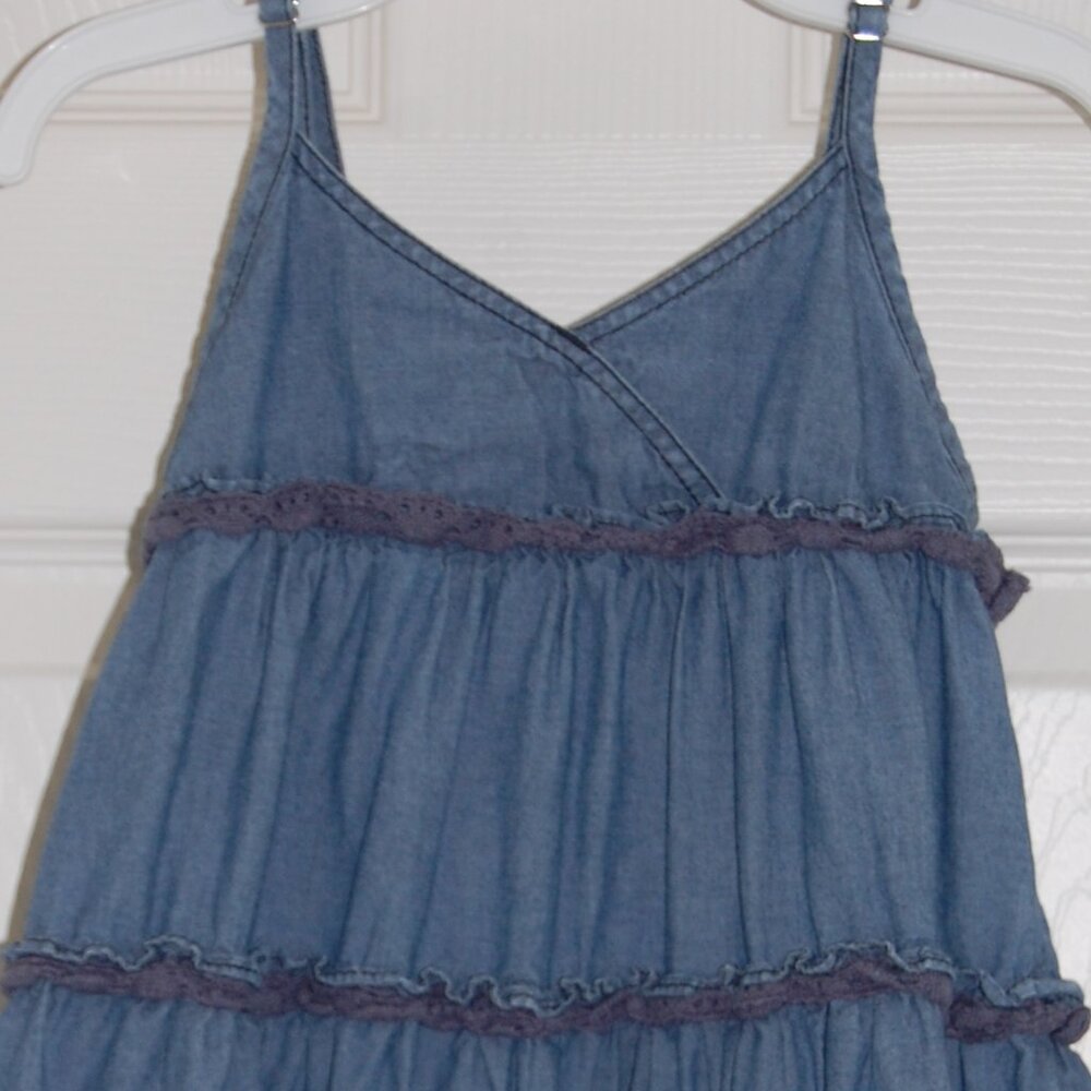H&M Girls 4-5Y Denim Tiered Sun Dress, 100% Cotton - Picture 3 of 7